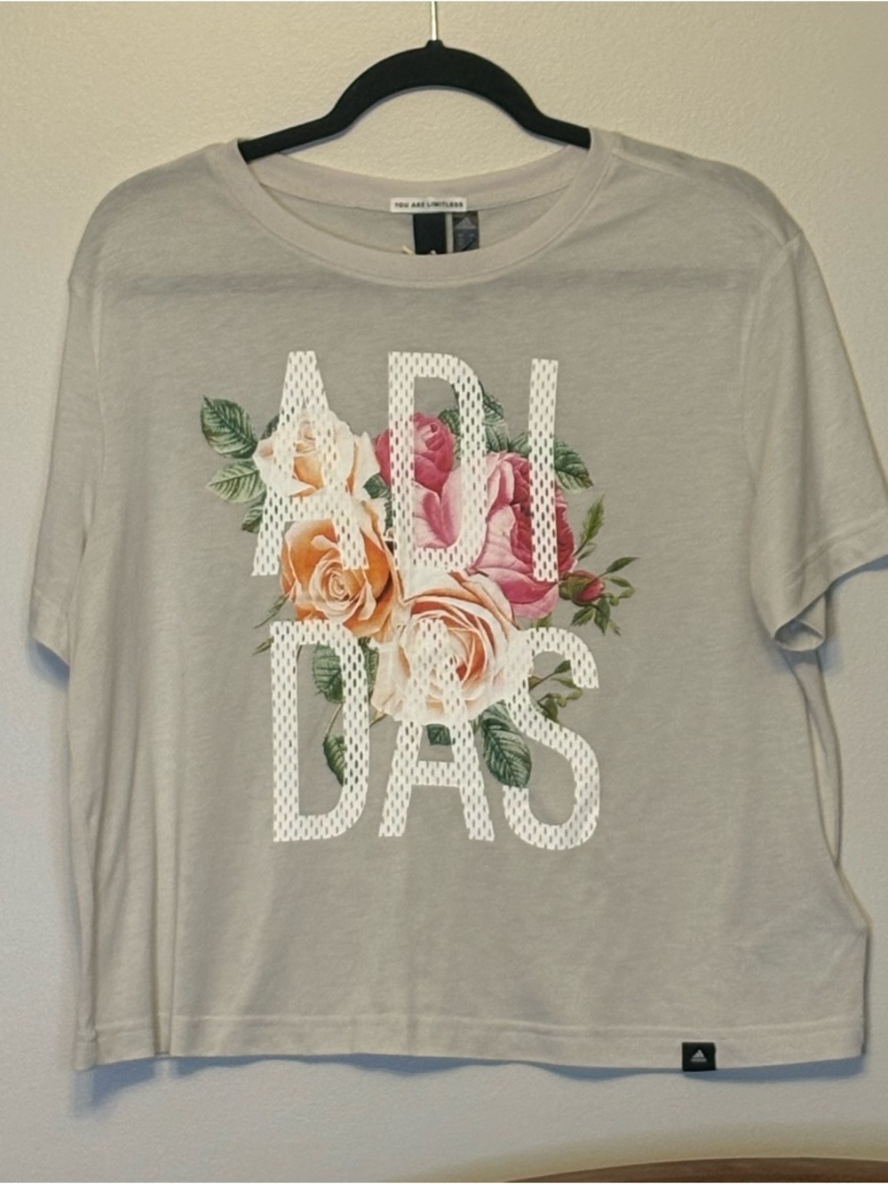 Adidas Woman’s  Floral Tee. Size L. NWT